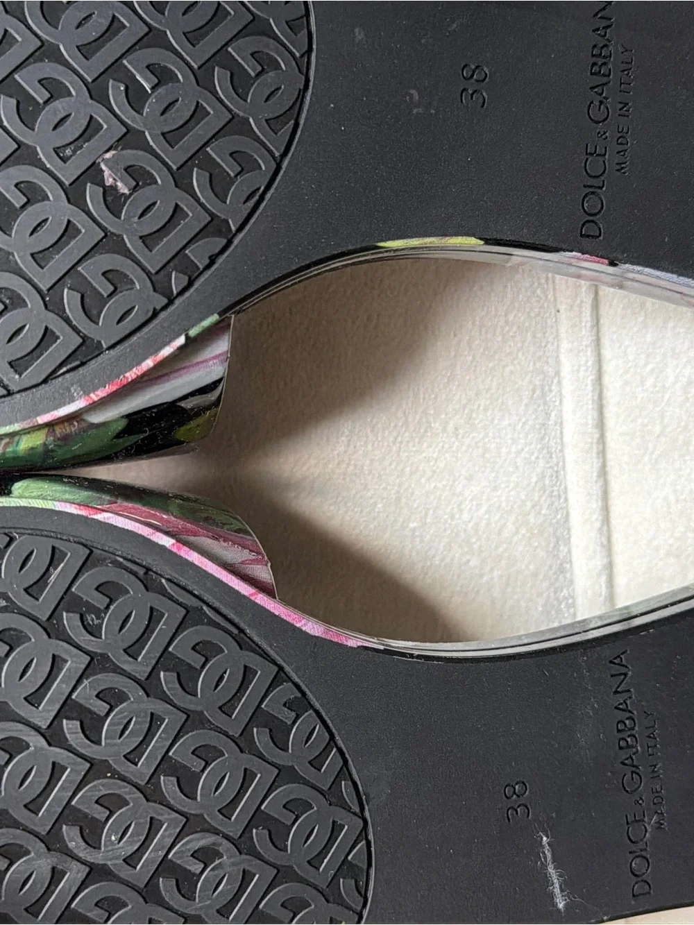 Dolce & Gabbana Pink Rose-Print Slides
